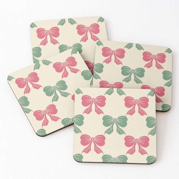 Item preview, Large Coquette Pink Green Bows on Cream Trellis designed and sold by DColourMuse.