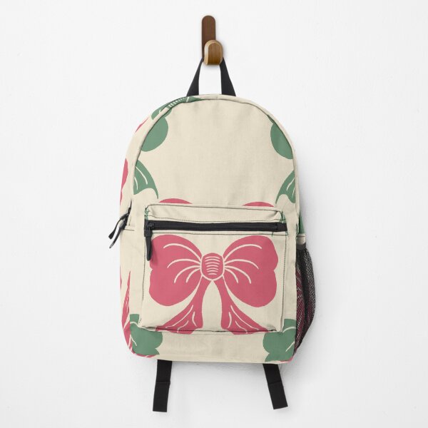 Item preview, Large Coquette Pink Green Bows on Cream Trellis designed and sold by DColourMuse.