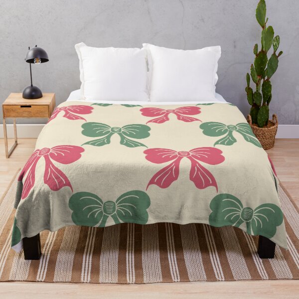 Item preview, Large Coquette Pink Green Bows on Cream Trellis designed and sold by DColourMuse.