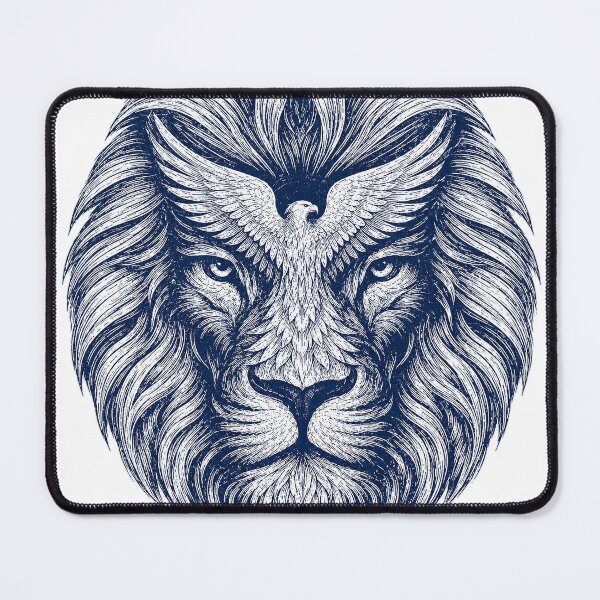 Item preview, Lion Eagle Optical Illusion Print, Double Meaning Animal Art, Engraved Style Wildlife Design designed and sold by TM DESIGNS AND MORE.