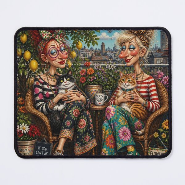 Item preview, Whimsical Women with Cats designed and sold by Beyond The Canvas.