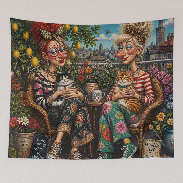 Item preview, Whimsical Women with Cats designed and sold by Beyond The Canvas.
