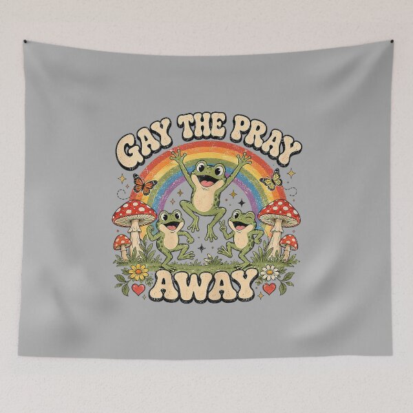 Item preview, Gay The Pray Away Rainbow Funny Meme Frogs LGBT Pride LGBTQ designed and sold by ArleneRowe.