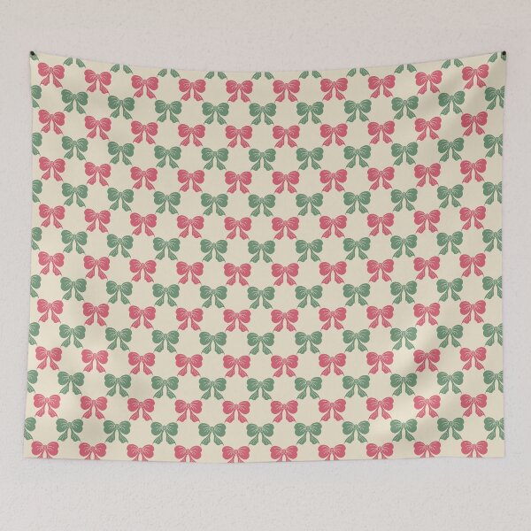 Item preview, Small Coquette Pink Green Bows on Cream Trellis designed and sold by DColourMuse.
