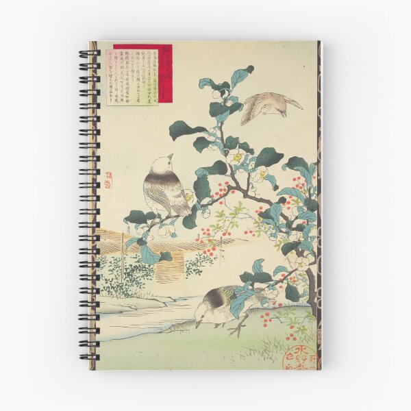 Item preview, Japanese Starling, Wren and Tea Blossom - Bairei Kono Vintage Art No. 04 designed and sold by UkiyoInkStudio.