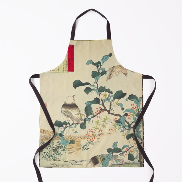 Item preview, Japanese Starling, Wren and Tea Blossom - Bairei Kono Vintage Art No. 04 designed and sold by UkiyoInkStudio.