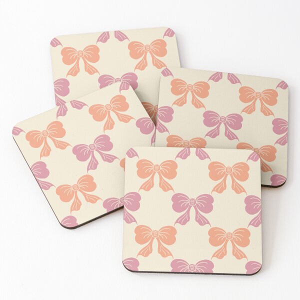 Item preview, Large Coquette Mauve Peach Bows on Cream Trellis designed and sold by DColourMuse.