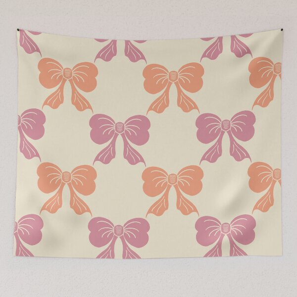 Item preview, Large Coquette Mauve Peach Bows on Cream Trellis designed and sold by DColourMuse.