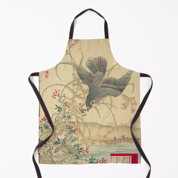 Item preview, Japanese Sparrowhawk and Reeds - Bairei Kono Vintage Art No. 05 designed and sold by UkiyoInkStudio.