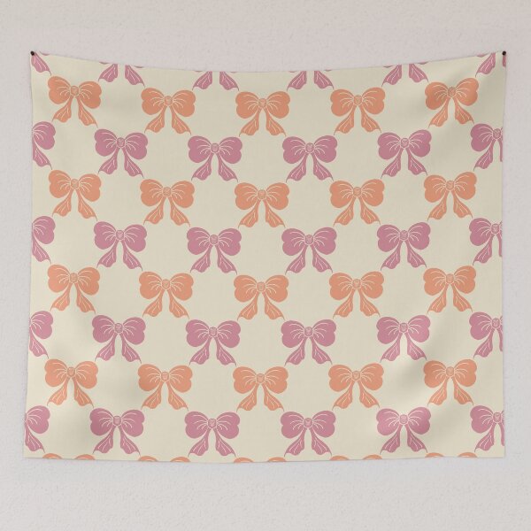 Item preview, Medium Coquette Mauve Peach Bows on Cream Trellis designed and sold by DColourMuse.