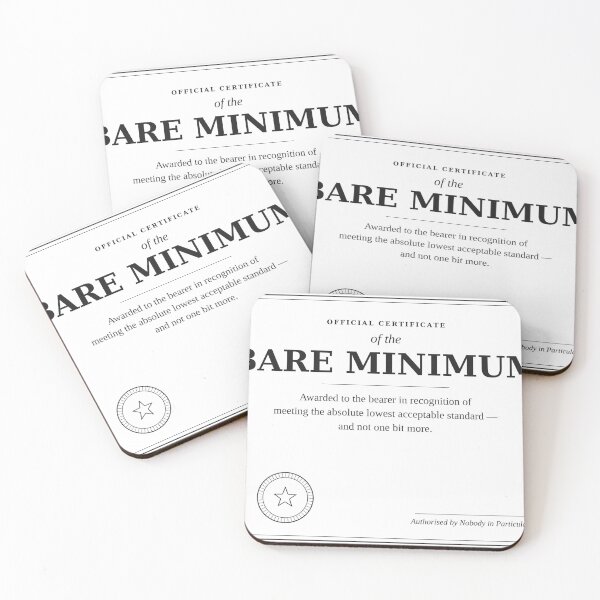 Item preview, Certificate Of The Bare Minimum Funny Deadpan Award Sarcastic Design designed and sold by deadpansupplyco.