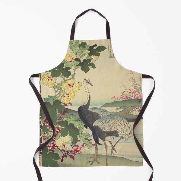Item preview, Japanese Crane and Cotton Plant - Bairei Kono Vintage Art No. 07 designed and sold by UkiyoInkStudio.
