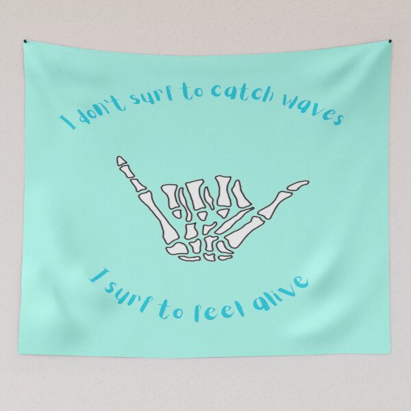 Item preview, I Surf to Feel Alive Skeleton Shaka  designed and sold by SurferLife.