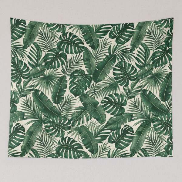 Item preview, Tropical Jungle Leaves Seamless Pattern – Emerald Green Botanical Print designed and sold by Vexorask.