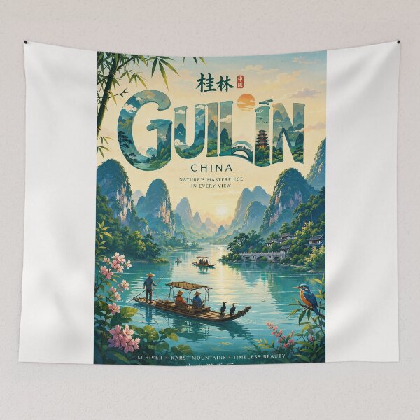 Item preview, Guilin Li River Karst Mountains Guangxi China Scenic Landscape designed and sold by Places On Earth.