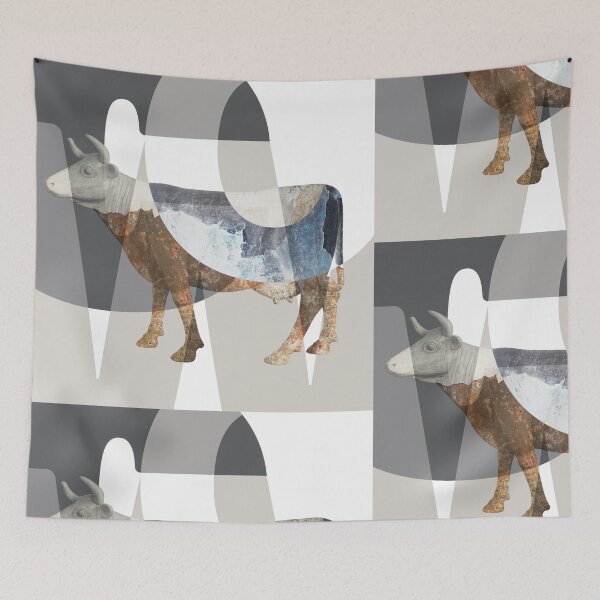 Item preview, Abstract Cow Collage | Contemporary Geometric Mixed Media Art designed and sold by Lifer Art and Design.