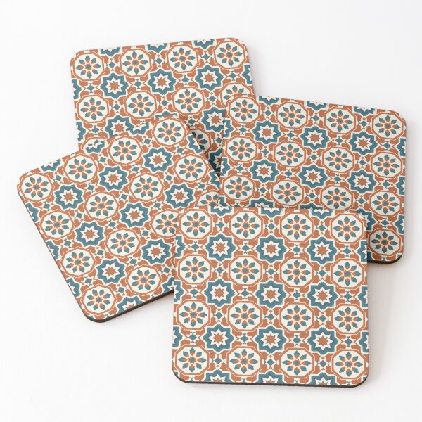 Item preview, Moroccan Tile Geometric Seamless Pattern – Terracotta Teal Print designed and sold by Vexorask.