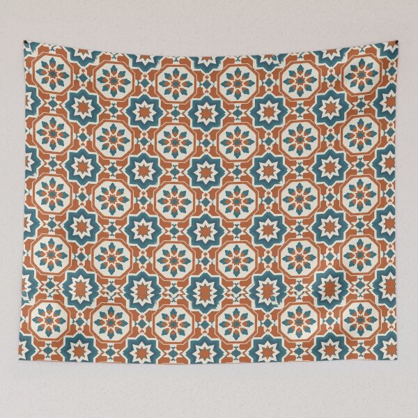 Item preview, Moroccan Tile Geometric Seamless Pattern – Terracotta Teal Print designed and sold by Vexorask.