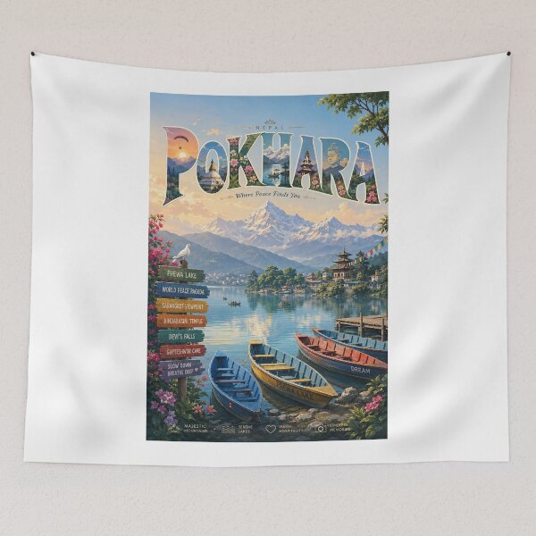 Item preview, Pokhara Phewa Lake Annapurna Nepal Himalayan Panorama designed and sold by Aryabek.
