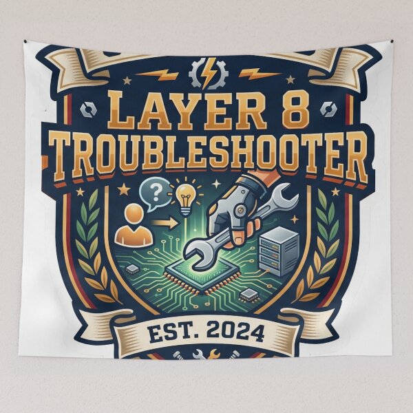 Item preview, Certified Layer 8 Troubleshooter Tech Support Badge designed and sold by Mosslume Studio.