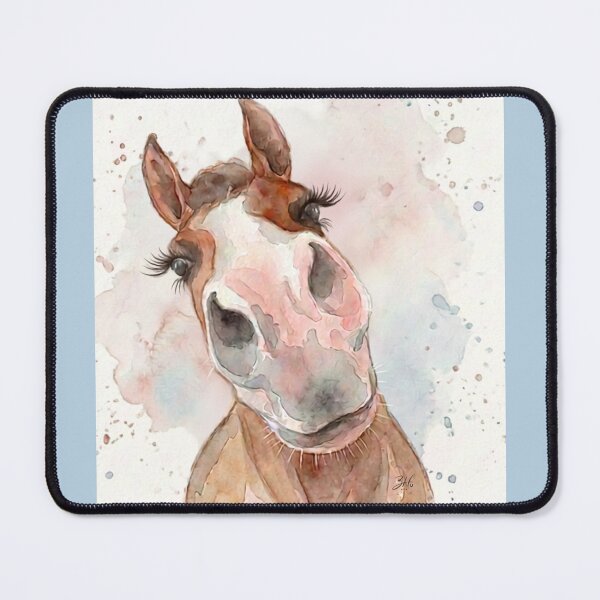 Item preview, Funny Curious Horse Watercolor | Cute Horse Portrait | Equestrian Art Gift designed and sold by 3Hoofprints.