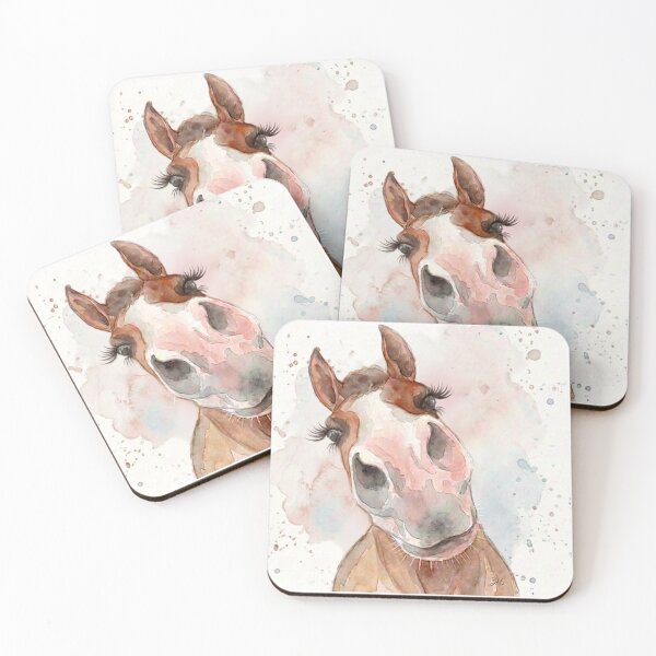 Item preview, Funny Curious Horse Watercolor | Cute Horse Portrait | Equestrian Art Gift designed and sold by 3Hoofprints.