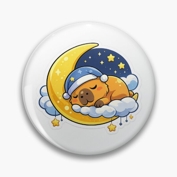 Item preview, Sleepy Capybara on the Moon | Cute Kawaii Night Sticker designed and sold by aydidi.
