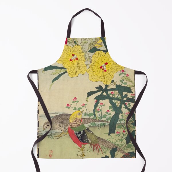 Item preview, Japanese Golden Pheasant and Sunset Muskmallow - Bairei Kono Vintage Art No. 12 designed and sold by UkiyoInkStudio.