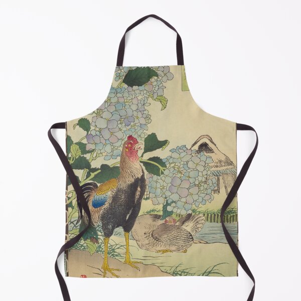 Item preview, Japanese Rooster and Hydrangea - Bairei Kono Vintage Art No. 13 designed and sold by UkiyoInkStudio.