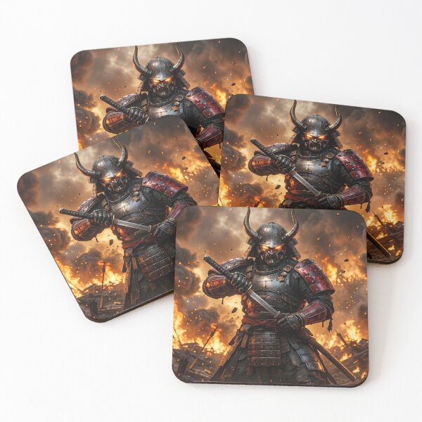 Item preview, Demonic Samurai Fiery Battlefield Dark Fantasy designed and sold by GalleryBrisArt.