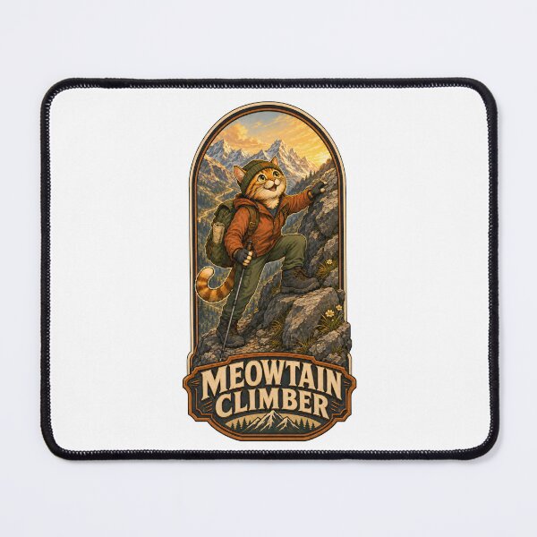 Item preview, Meowtain Climber - Adventure Cat Hiking Badge designed and sold by GroveLaneCreative.