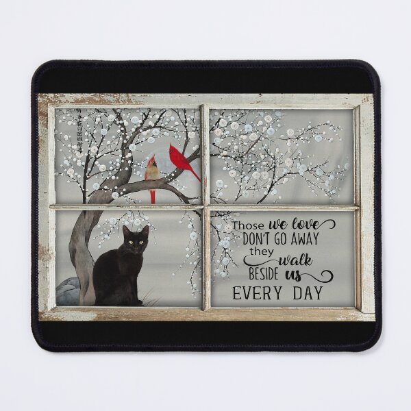 Item preview, Those We Love Don't Go Away Cardinal Black Cat Memorial Window Poster designed and sold by MagicatcoArt.