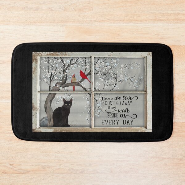 Item preview, Those We Love Don't Go Away Cardinal Black Cat Memorial Window Poster designed and sold by MagicatcoArt.