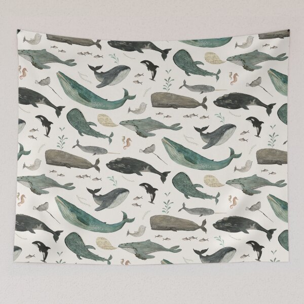 Item preview, Whale Song - Ocean Pattern with Whales and Sea Life designed and sold by Katherine Quinn Illustration.