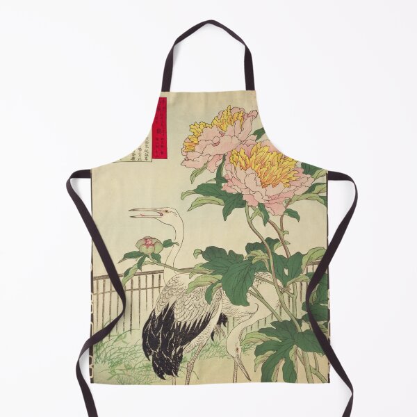 Item preview, Japanese Stork and Peony - Bairei Kono Vintage Art No. 15 designed and sold by UkiyoInkStudio.