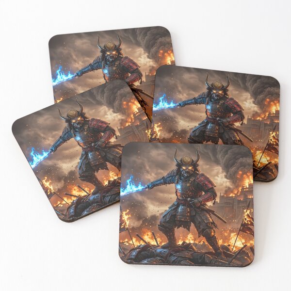 Item preview, Demonic Samurai Fiery Battlefield Dark Fantasy designed and sold by GalleryBrisArt.