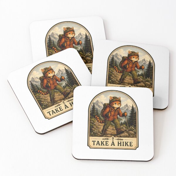 Item preview, Take a Hike - Adventure Cat Hiking Badge designed and sold by GroveLaneCreative.