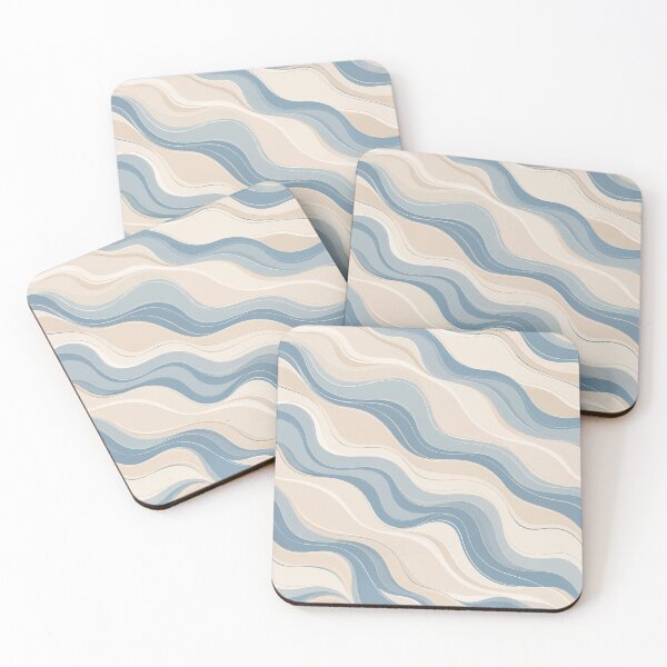 Item preview, Abstract Wavy Stripes Seamless Pattern – Calming Blue Sand Print designed and sold by Vexorask.