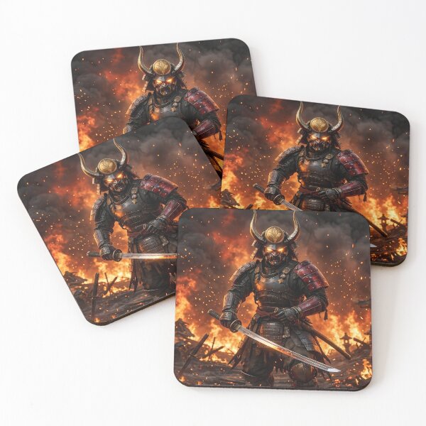 Item preview, Demonic Samurai Fiery Battlefield Dark Fantasy designed and sold by GalleryBrisArt.