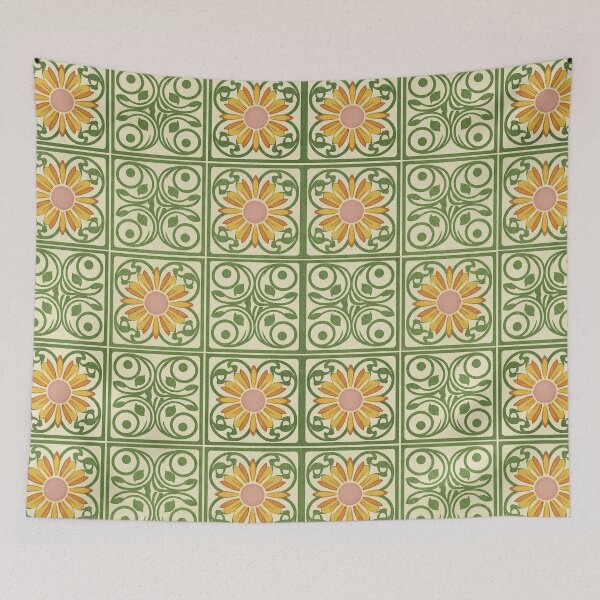 Item preview, Vintage Mid Century Modern Botanical Floral Pattern Throw Blanket designed and sold by FestivityFinds.