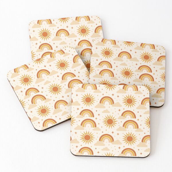 Item preview, Retro Sun and Rainbow Seamless Pattern – 70s Boho Print designed and sold by Vexorask.