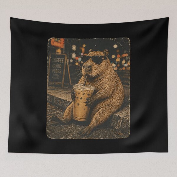 Item preview, Capybara Drinking Iced Coffee  designed and sold by CelidaBonde.