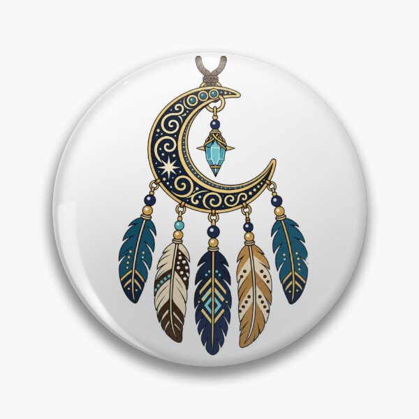 Item preview, Crescent and Feathers Amulet | Boho Moon Talisman designed and sold by Myra365Art.