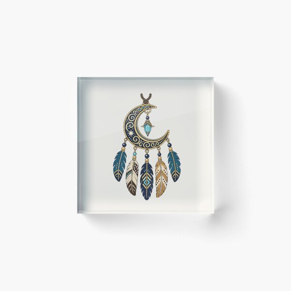 Artikelvorschau, Halbmond- und Federamulett | Boho-Mond-Talisman entworfen und verkauft von Myra365Art.