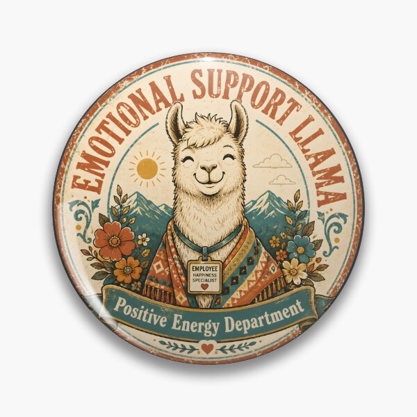 Item preview, Emotional Support Llama Vintage Shirt  Positive Energy Department Retro Badge  Cute Boho Llama Graphic Tee designed and sold by  MAD's Recreation Studio.