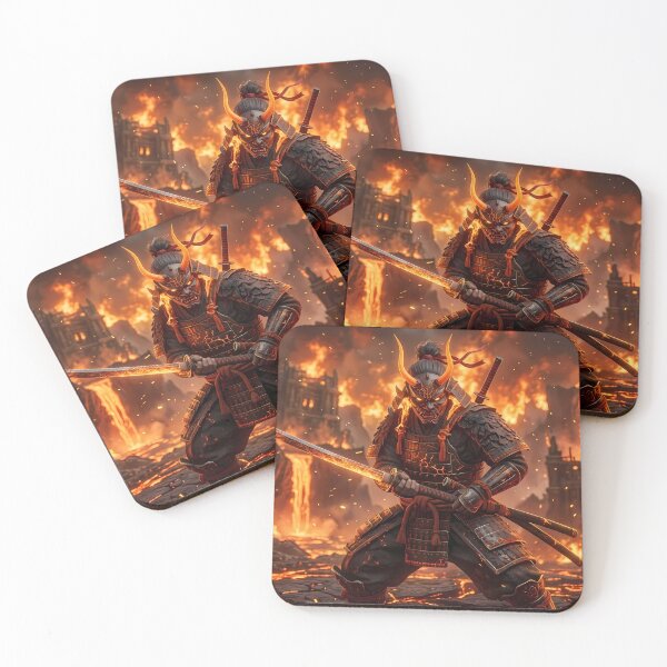 Item preview, Demonic Samurai Fiery Battlefield Dark Fantasy designed and sold by GalleryBrisArt.