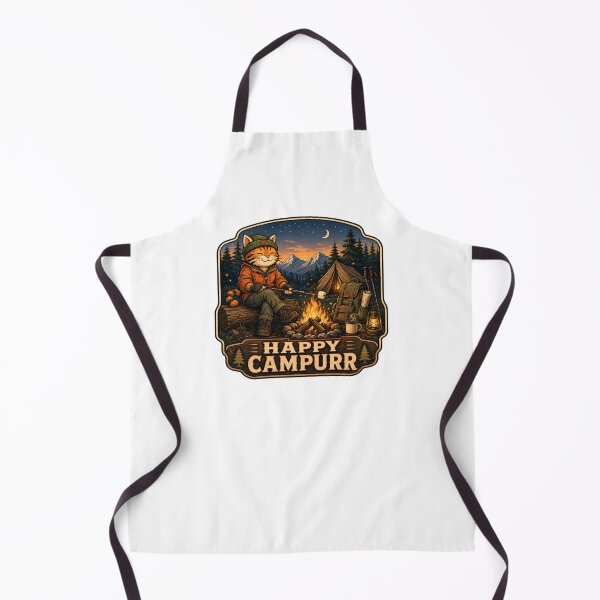 Item preview, Happy Campurr - Adventure Cat Campfire Badge designed and sold by GroveLaneCreative.