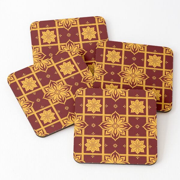 Item preview, Royal Gold and Maroon Damask Floral Pattern Throw Pillow designed and sold by FestivityFinds.