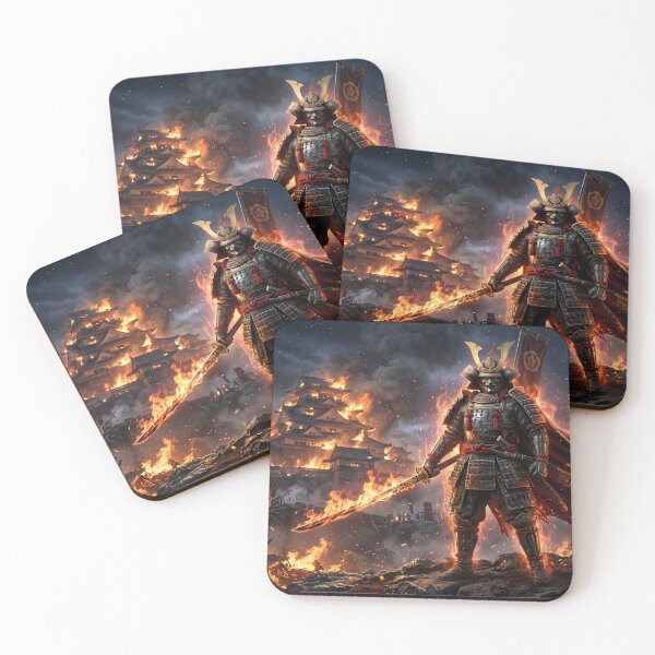 Item preview, Demonic Samurai Fiery Battlefield Dark Fantasy designed and sold by GalleryBrisArt.