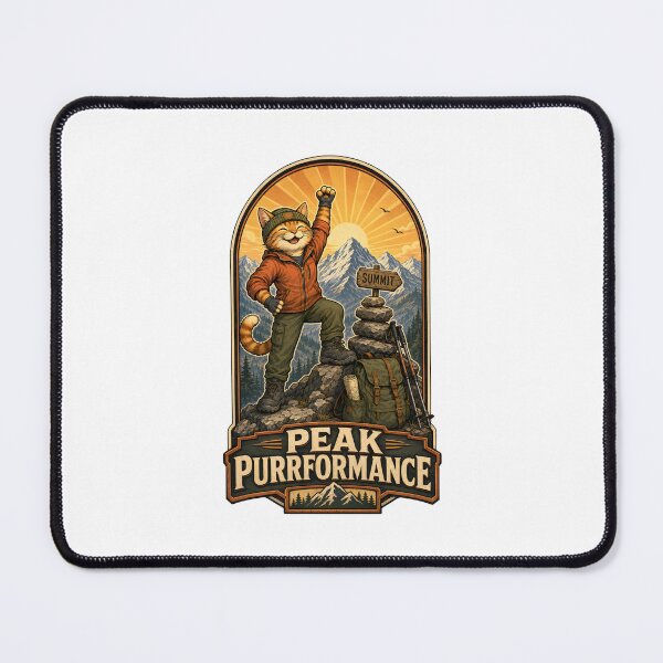 Item preview, Peak Purrformance - Adventure Cat Hiking Badge designed and sold by GroveLaneCreative.